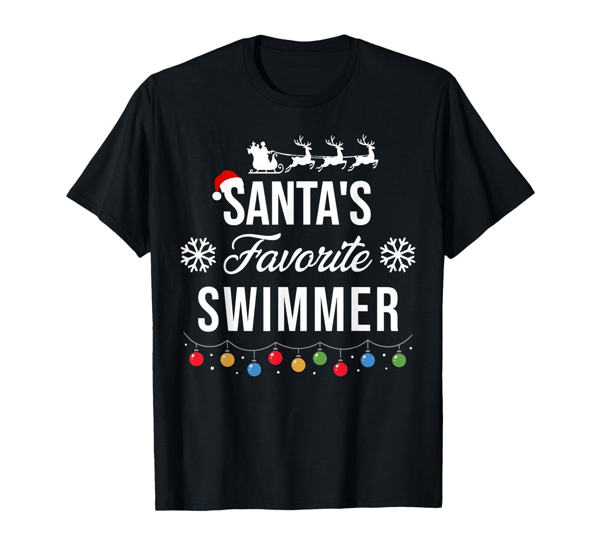 Santa'S Favorite Swimmer Swimming Christmas Pajamas Unisex T-shirt, Sweatshirt, Hoodie (1)