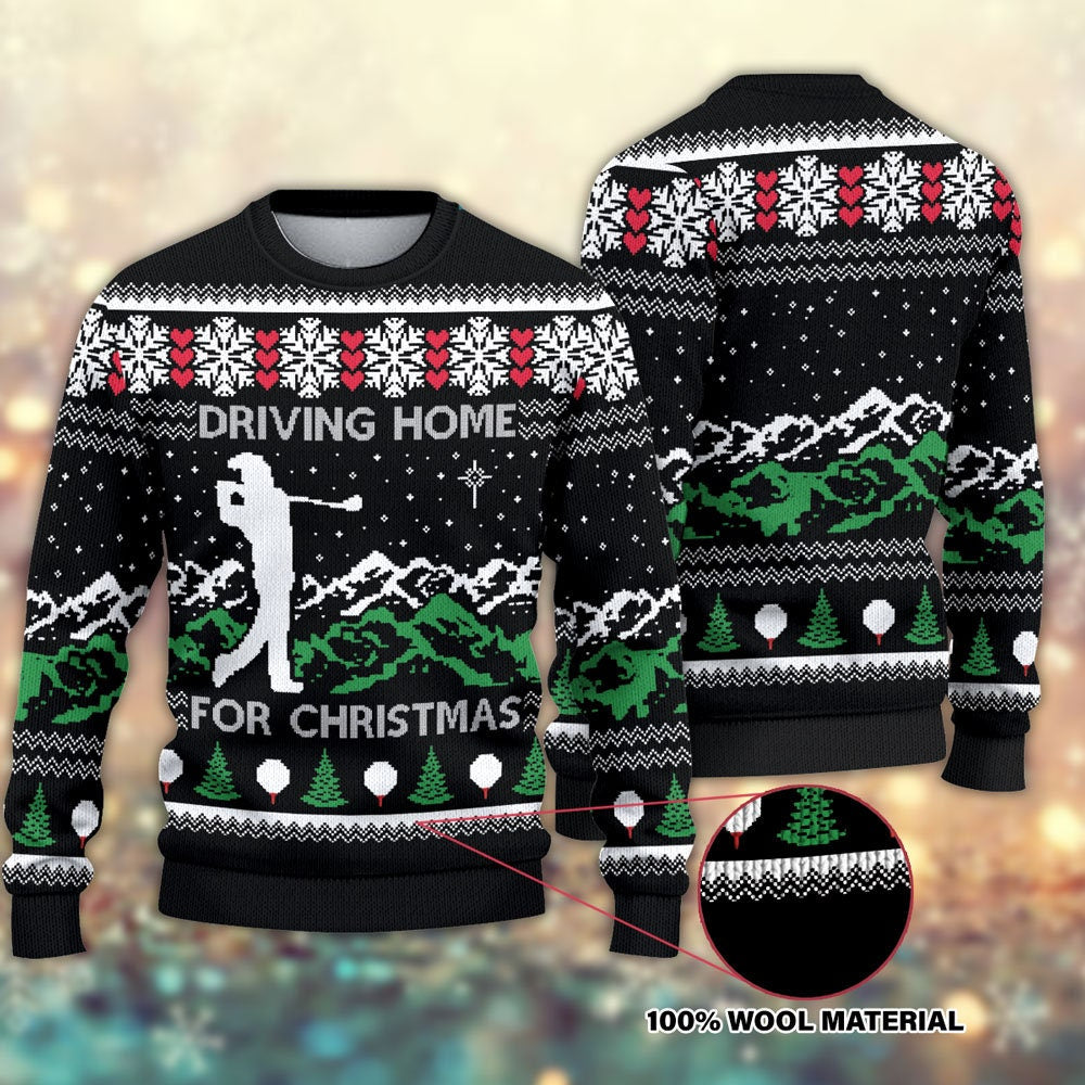 Driving Home For Christmas Golf Drive Golfer Ugly Christmas Sweater