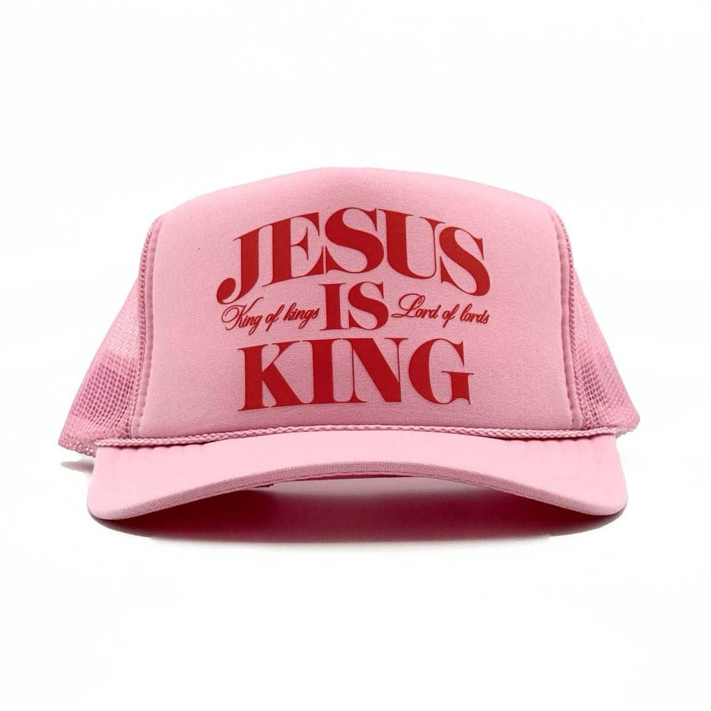 Jesus Is King Foam Trucker - Pink/Red