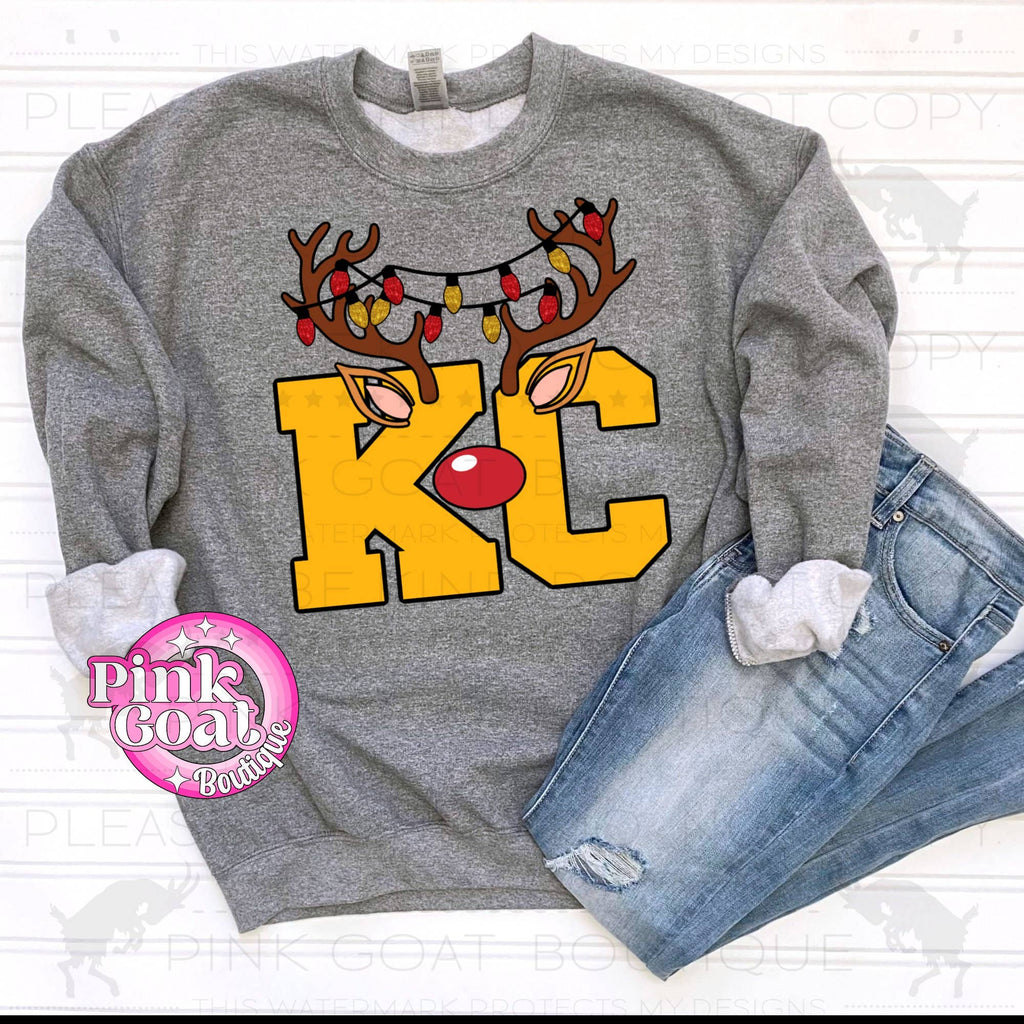 Reindeer Football T-Shirt with Holiday Decal Design