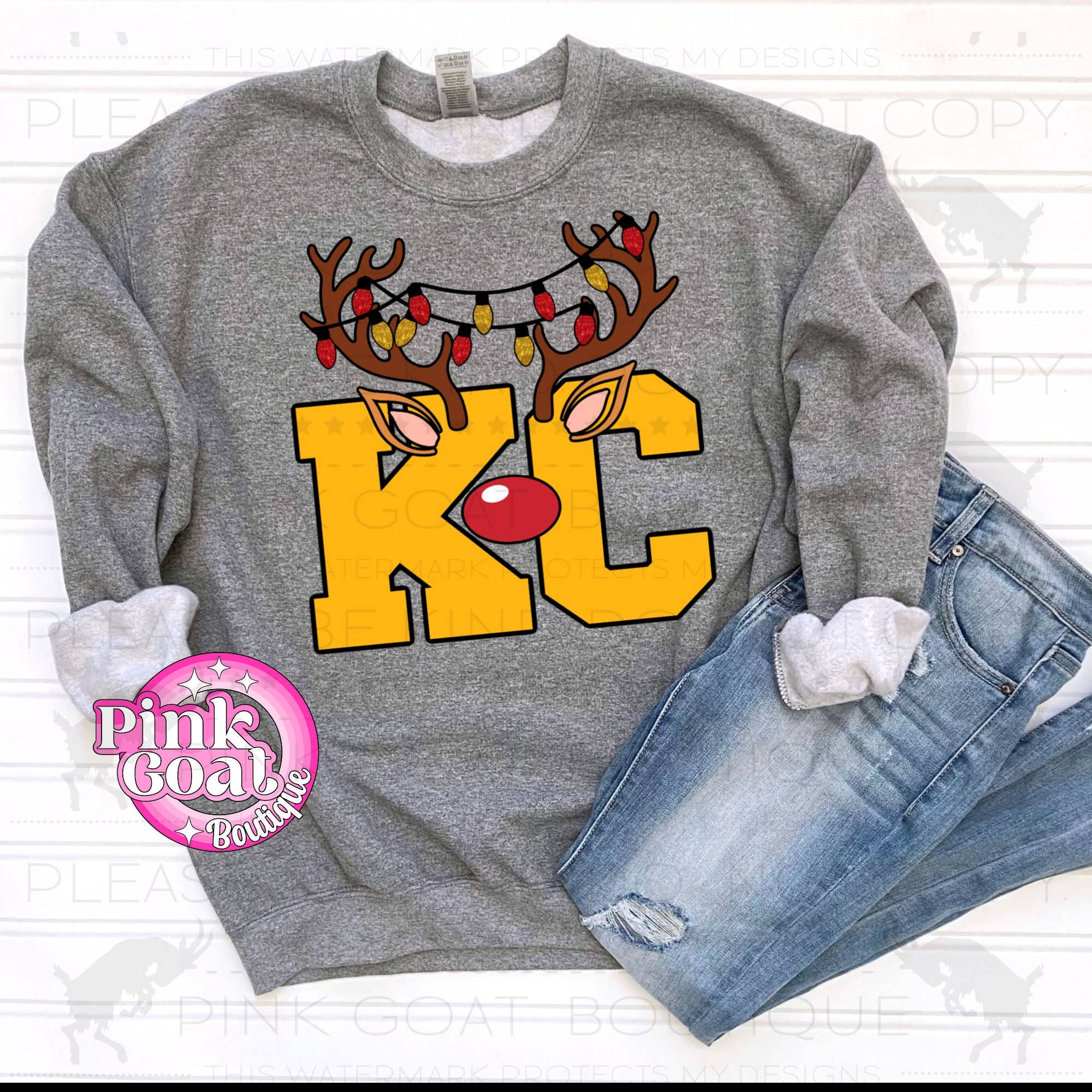 Reindeer Football T-Shirt with Holiday Decal Design