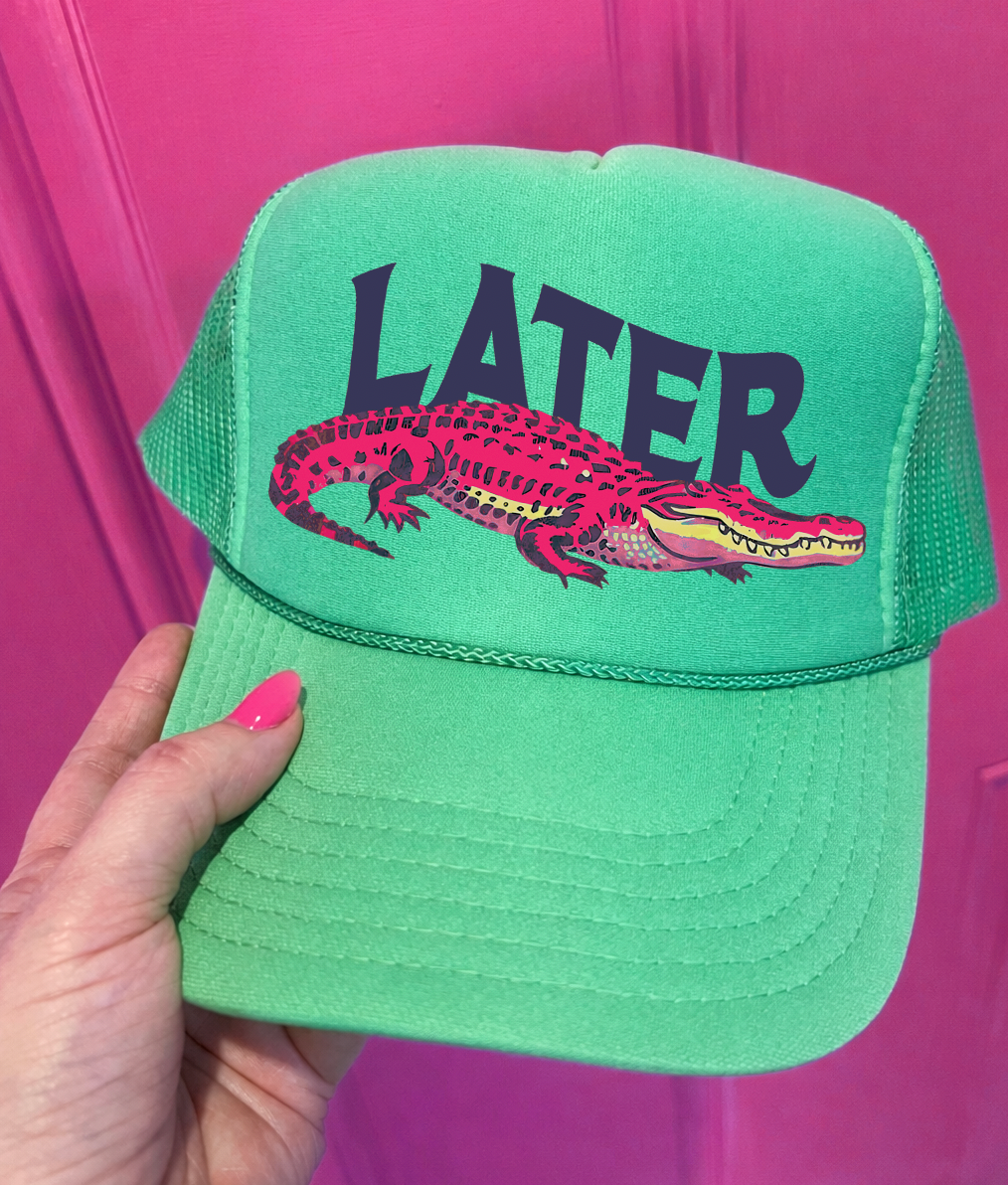 Pink Later Gator - Cactus Green Otto Trucker