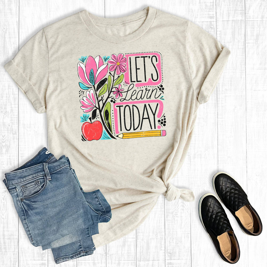 Retro Floral Teacher Lets Learn Graphic Tee