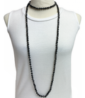 NK-2244 Metallic Black 60 Hand Knotted Glass Bead Necklace