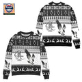 Eagle Rare Bourbon Whiskey Pine Tree Reindeer Ugly Christmas Sweater Black White