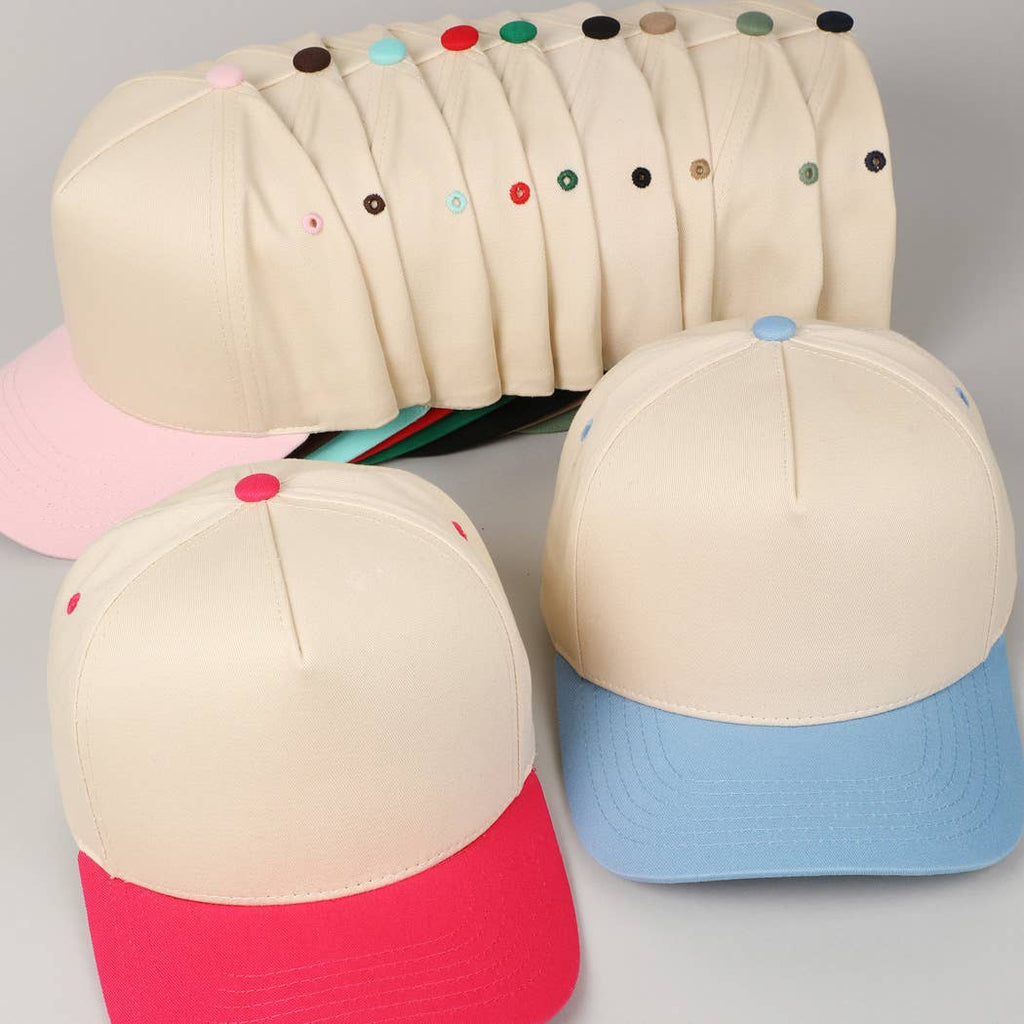 Plain Two-Tone Canvas Cotton Trucker Hat