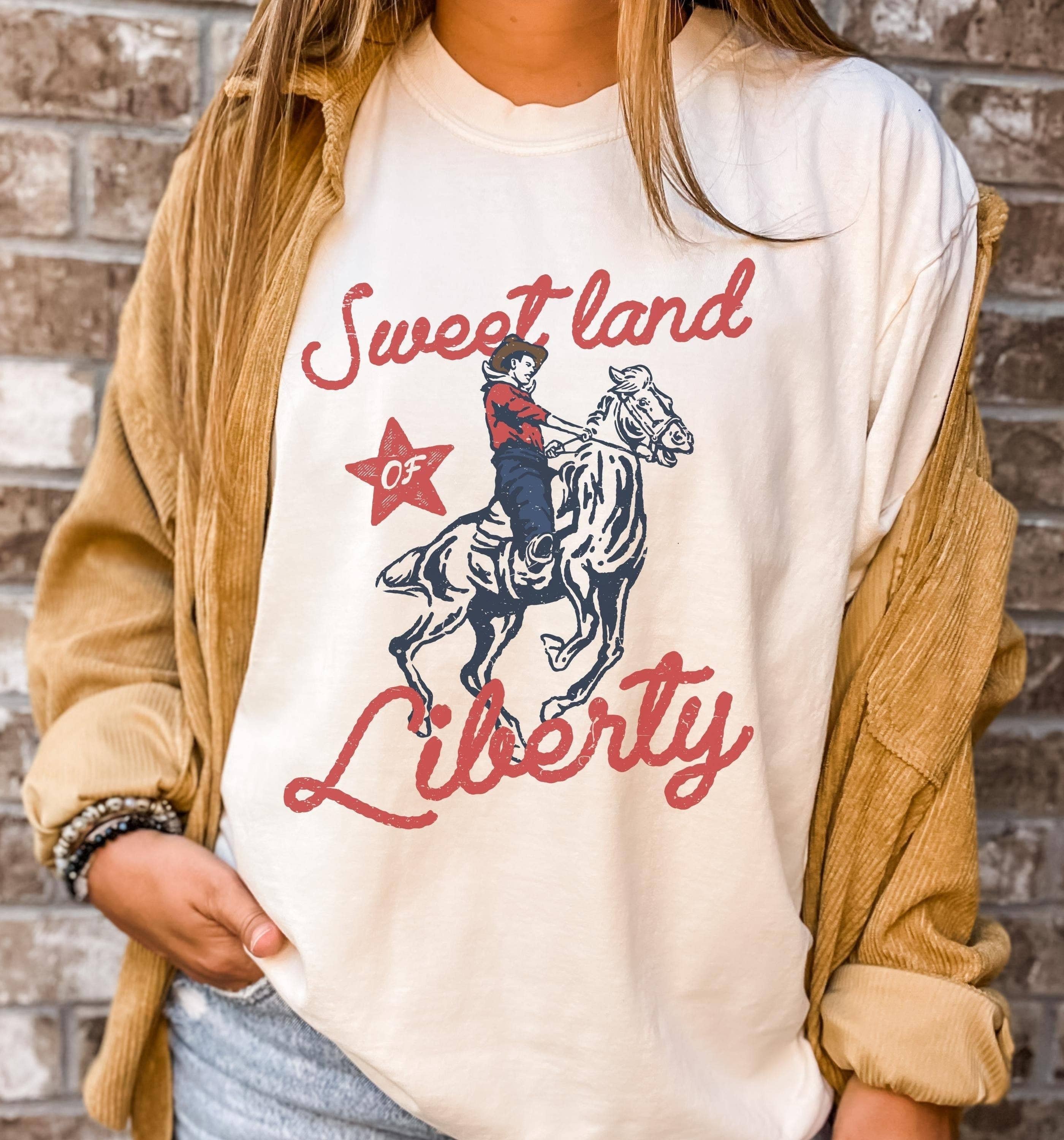 Vintage Americana Cowboy 4Th of July Tee