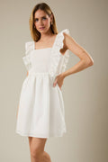 Ruffle Shoulder Smocked Top Fit & Flare Mini Dress
