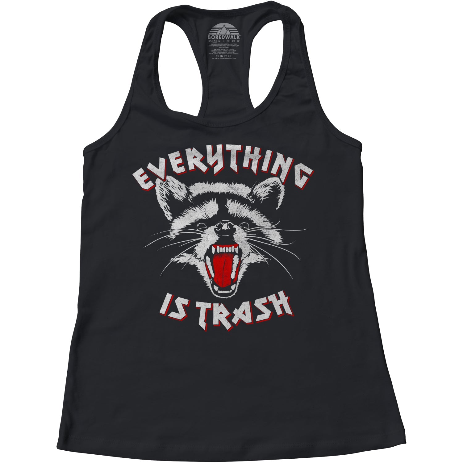 Women's Everything is Trash Raccoon Racerback Tank Top