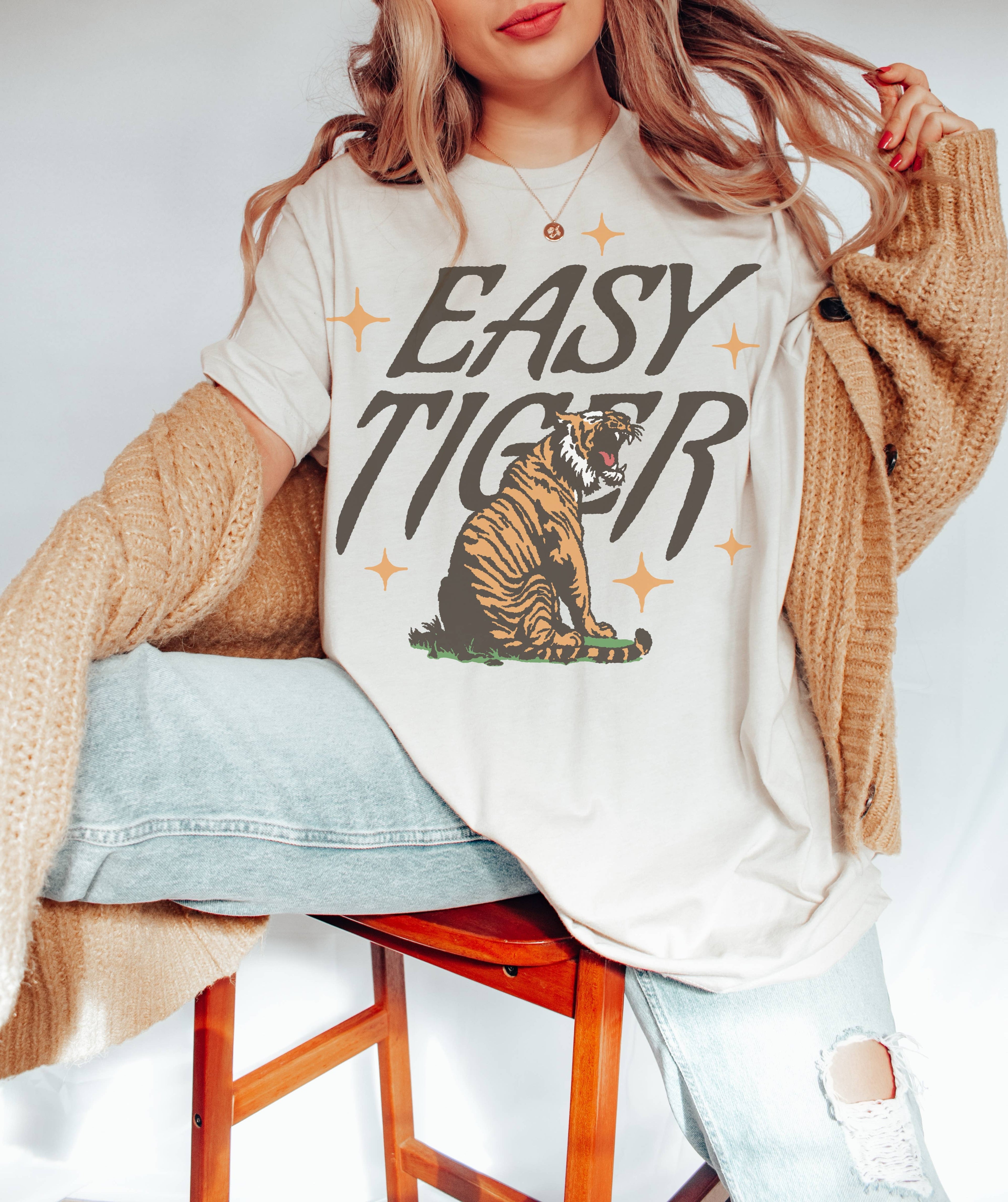 Retro Easy Tiger Tee | Boho Graphic T-Shirt