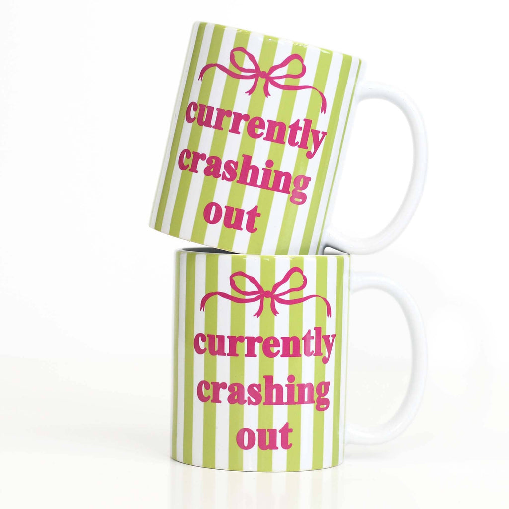 Currently Crashing Out Funny Mug, Crashing Out Coffee Mug
