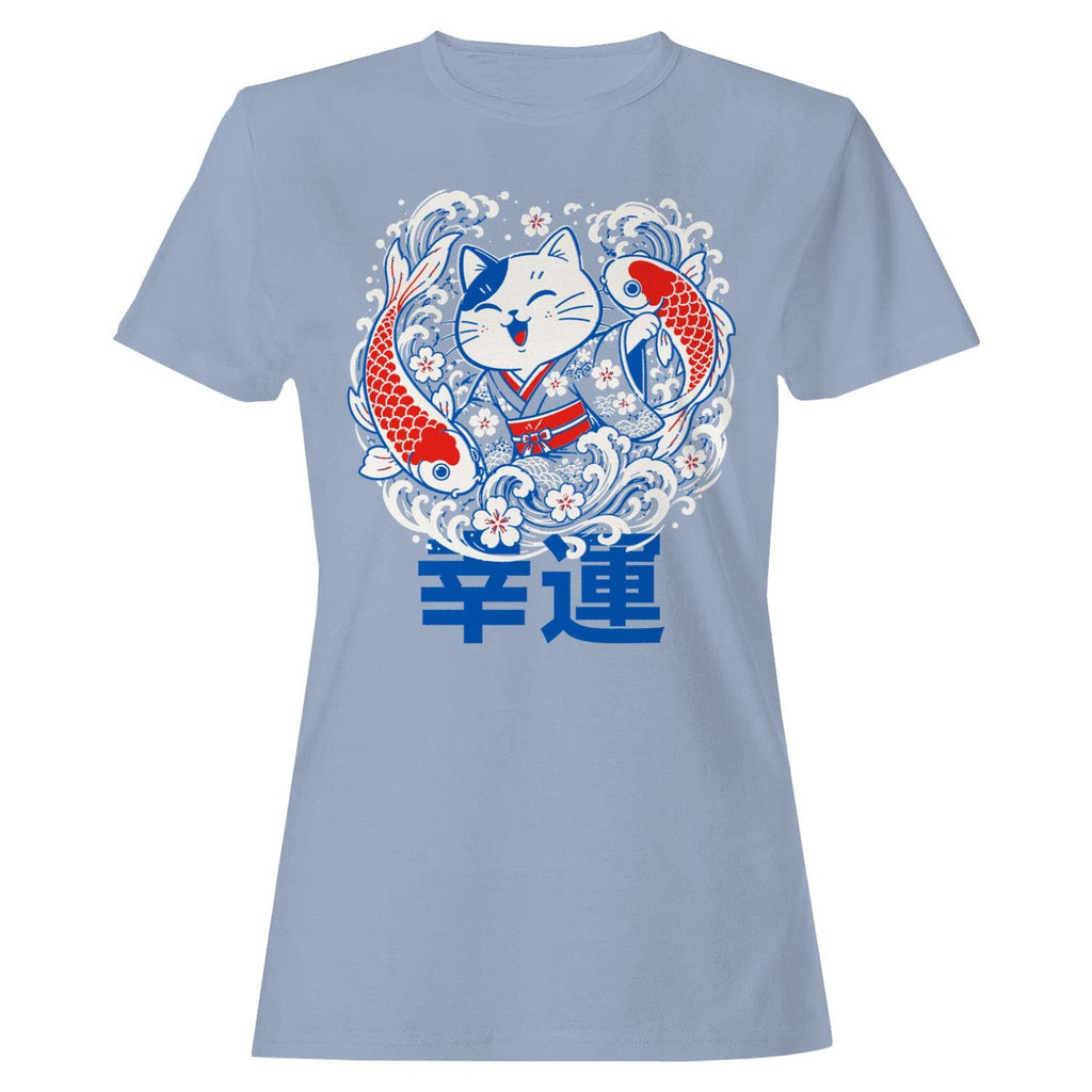 Lucky Cat Koi Fish Sakura Women's T-Shirt
