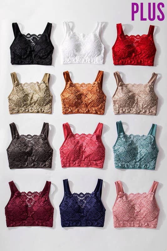 Plus Size Elegant Lace Longline Bralette