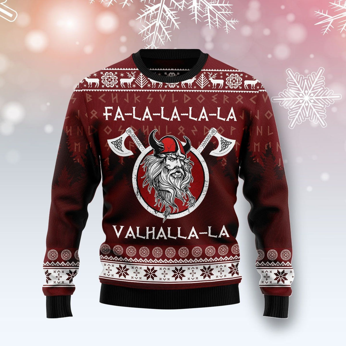 Fa-la-la-la Valhalla-la Viking Christmas Wool Ugly Knitted Ugly Christmas Sweater