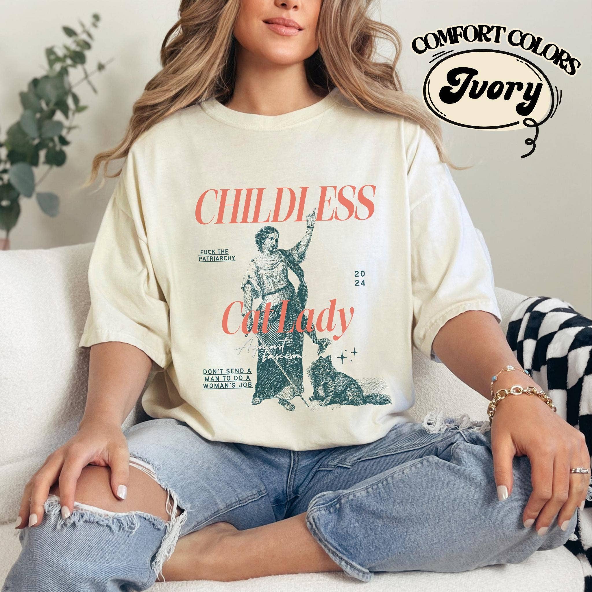 Childless Cat Lady Shirt - Harris 2024 Feminist Girl Power T