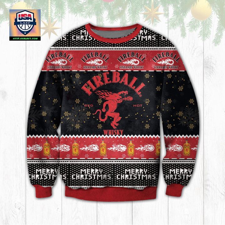 Fireball Whisky Black Ugly Christmas Sweater