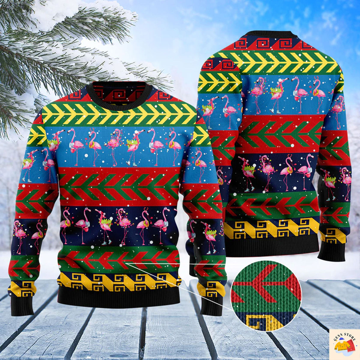 Flamingo Christmas Pattern Ugly Christmas Sweater