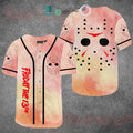 BEST Friday the 13th Jason Voorhees Face orange Baseball Jersey