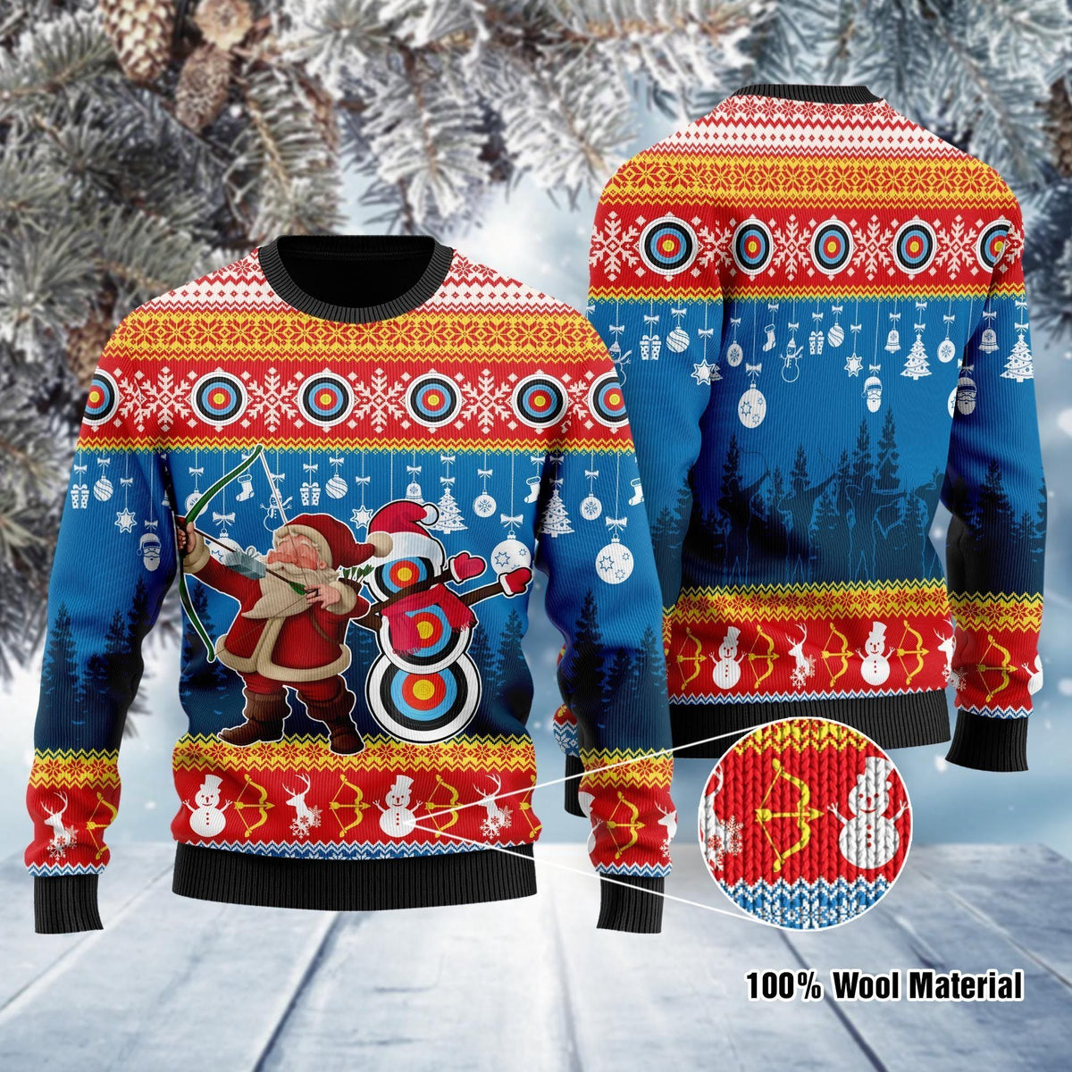 Funny Christmas Santa Claus Archery Ugly Christmas Sweater For Santa Claus And Archery Lovers On Christmas Days