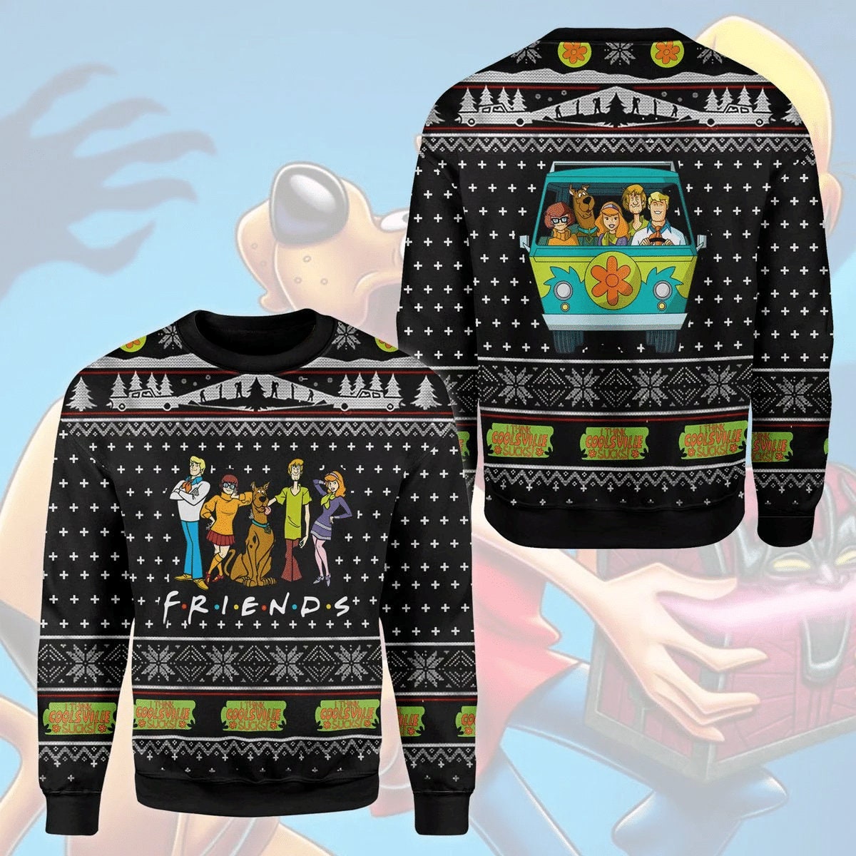 Funny Dog Friends Christmas Wool Ugly Knitted Ugly Christmas Sweater