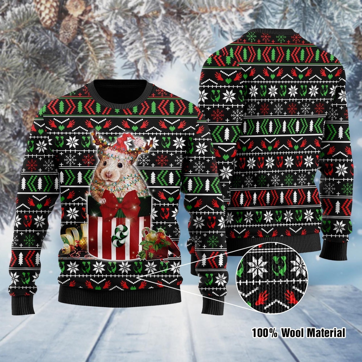 Funny Guinea Pig In The Gift Box Ugly Christmas Sweater For Guinea Pig Lovers On Christmas Days