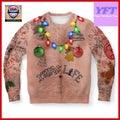 Funny Santa Party Tacky Lights Adult Gag Skull Santa 3d Ugly Christmas Sweater