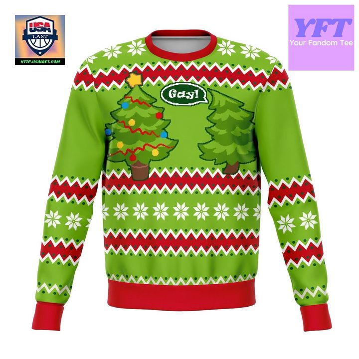 Gay Tree Funny Meme Design 3d Ugly Christmas Sweater