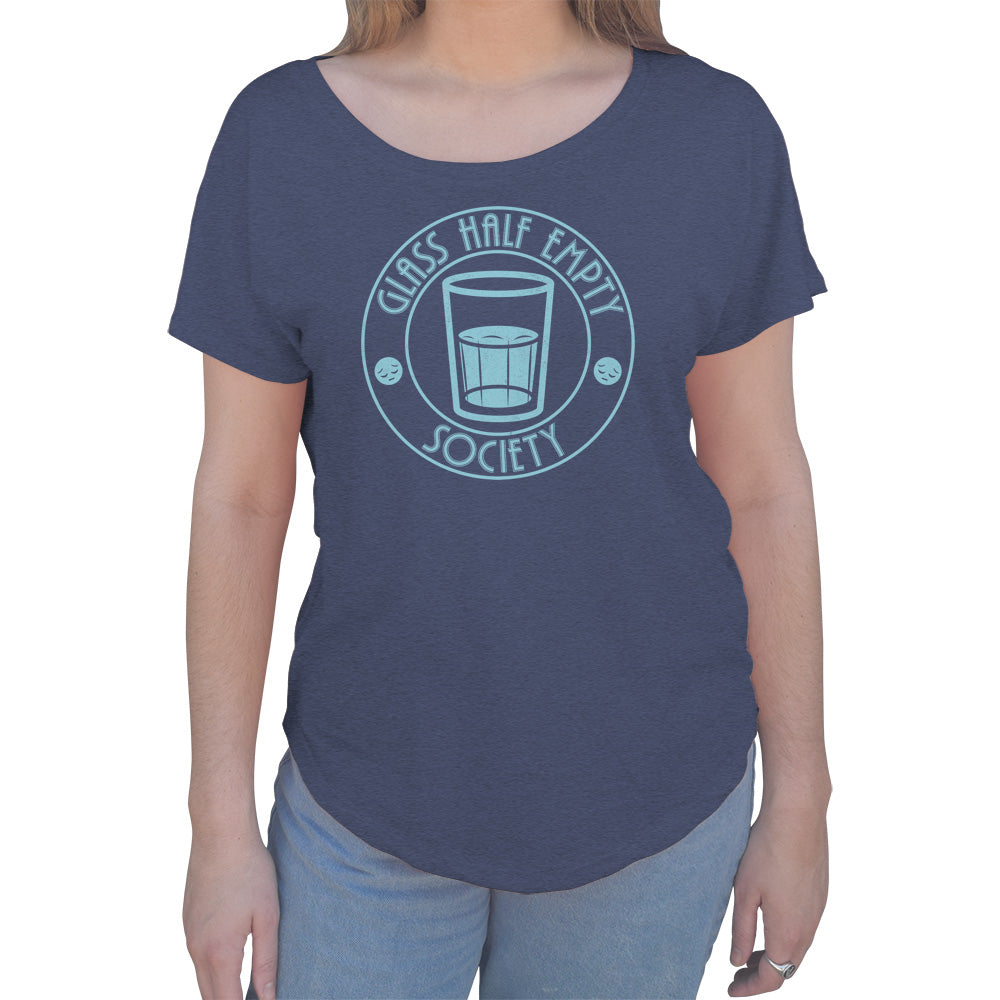 Women's Glass Half Empty Society Scoop Neck T-Shirt