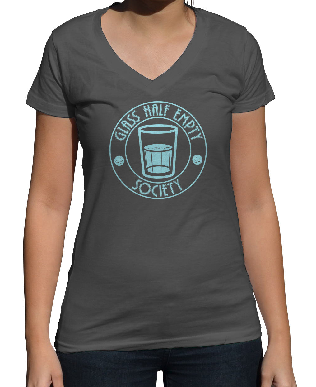 Women's Glass Half Empty Society Vneck T-Shirt