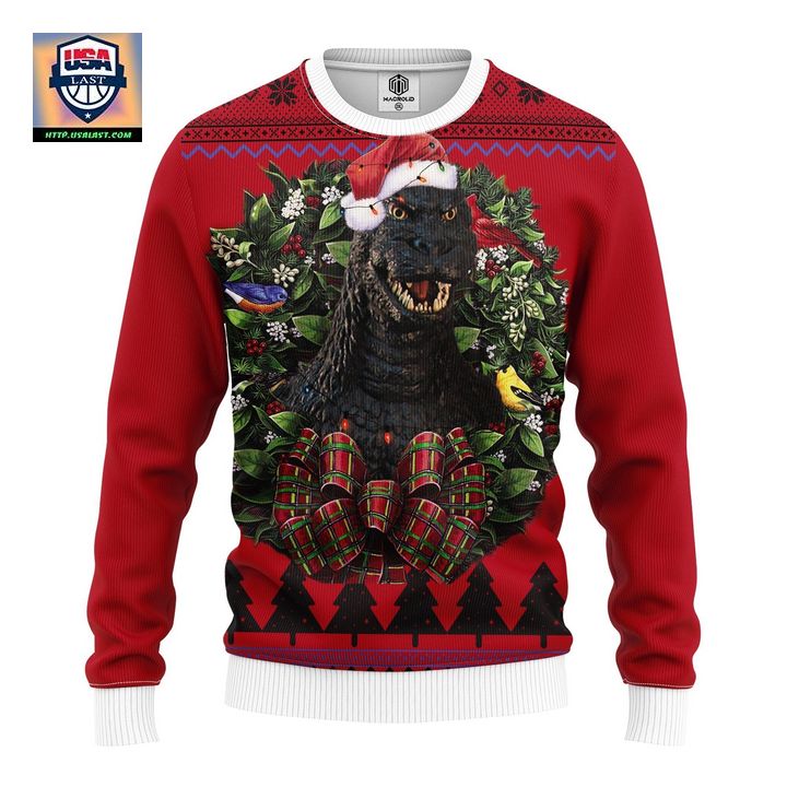 Godzilla King Kong Statue Kaiju Art Noel Mc Ugly Christmas Sweater Thanksgiving Gift