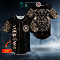 BEST Gold Valknut Runic Compass Thor's Hammer Axes Viking Personalized Baseball Shirt