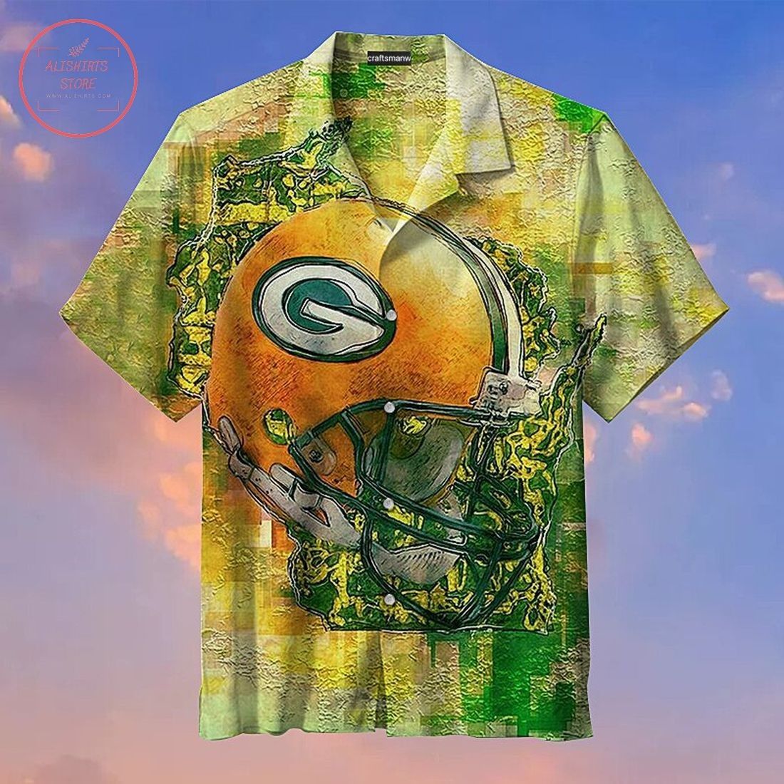 Green Bay Packers Graffiti Art Splashed on Hawaiian Shirt