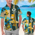 Green Bay Packers Simpsons Name Personalized Short Sleeve Button Up Tropical Hawaiian Shirt