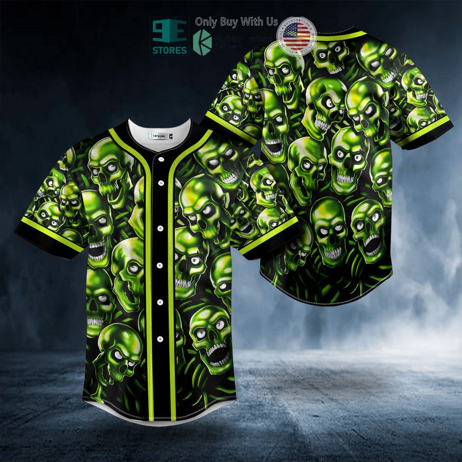 BEST Green Pile Skull Baseball Shirt