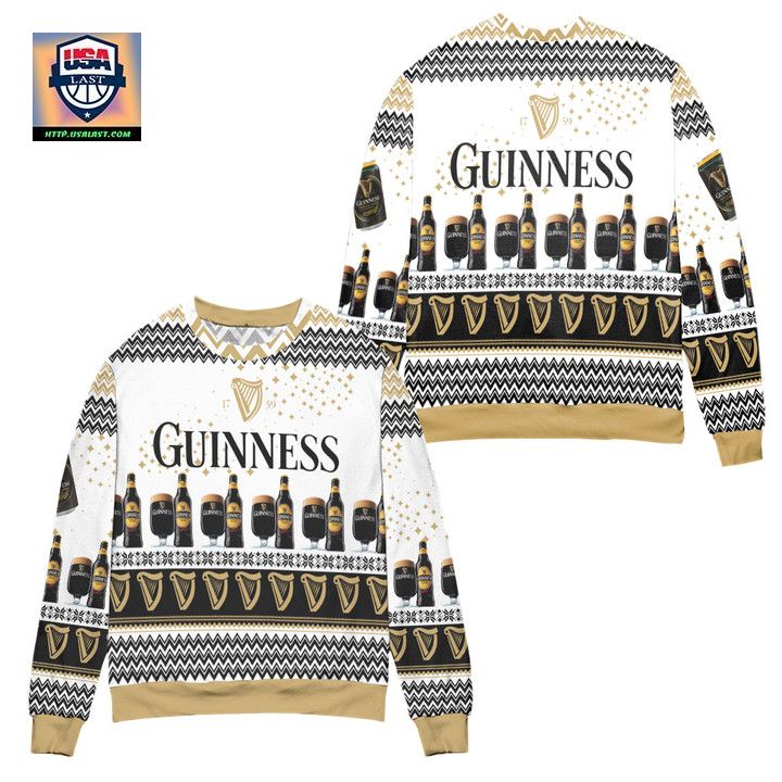 Guinness Beer Sparkle Star Ugly Christmas Sweater