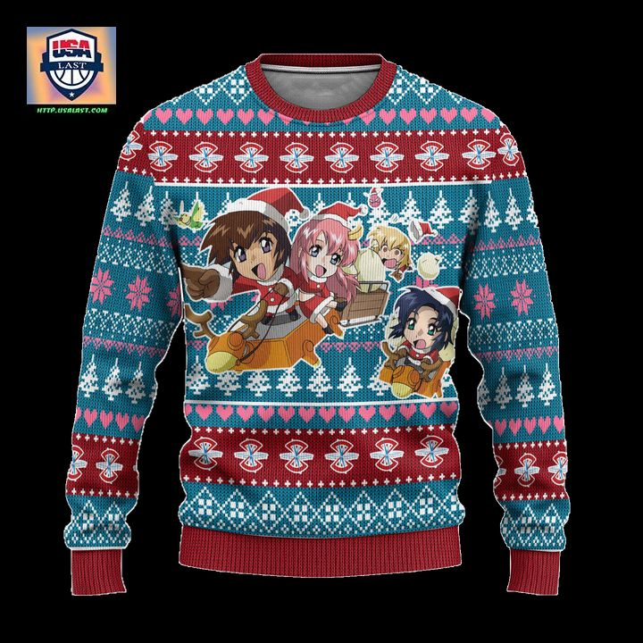 Gundam Team Anime Ugly Christmas Sweater Custom Chibi Xmas Gift