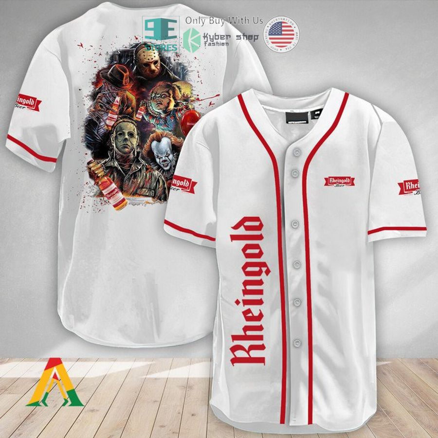 BEST Halloween Horror Characters Rheingold Beer Baseball Jersey