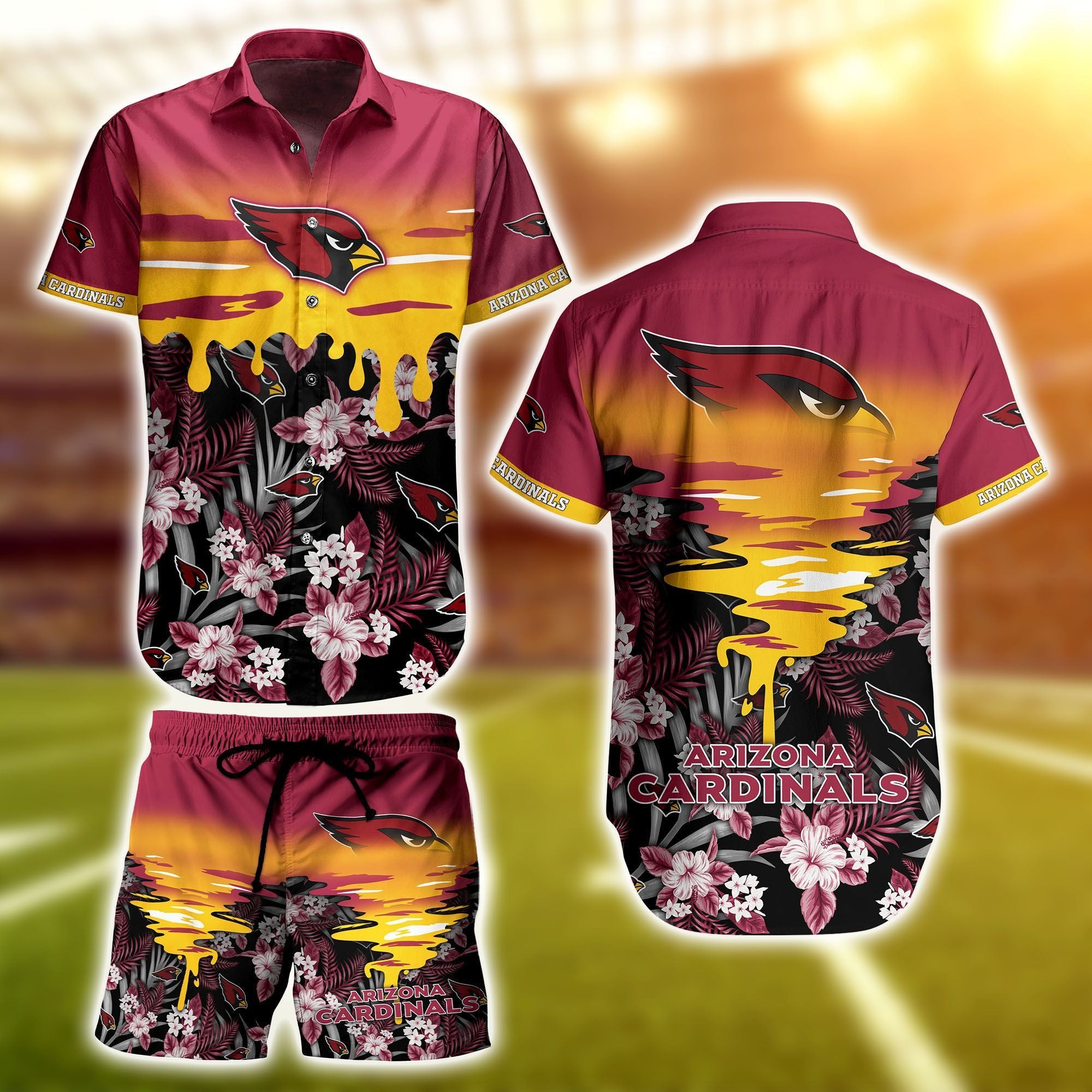 Hawaiian Outfit Series Arizona Cardinals Shirt Short Set
