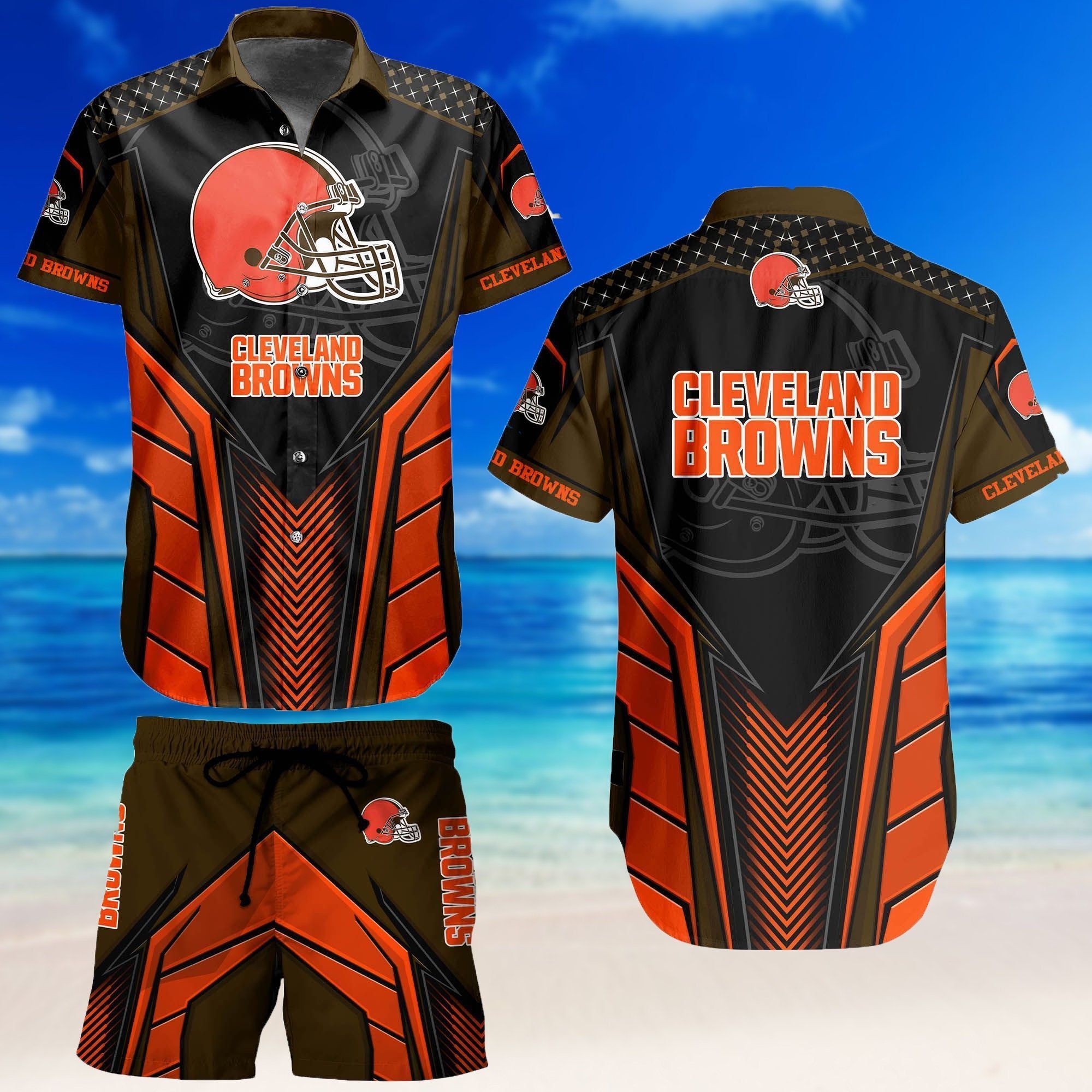 Hawaiian Set Cleveland Browns Collection Shirt Short
