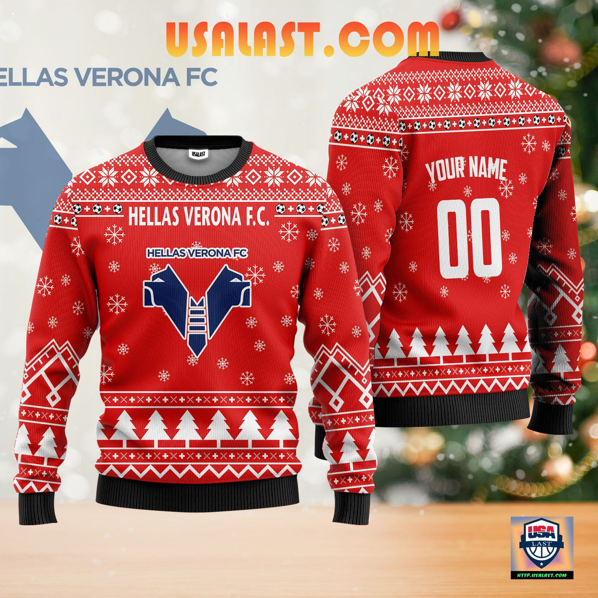 Hellas Verona FC Personalized Ugly Christmas Sweater Red Version
