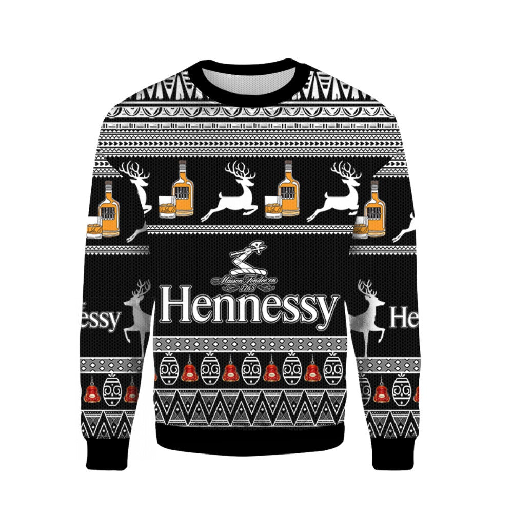 Hennessy Whiskey Wine Ugly Christmas Sweater