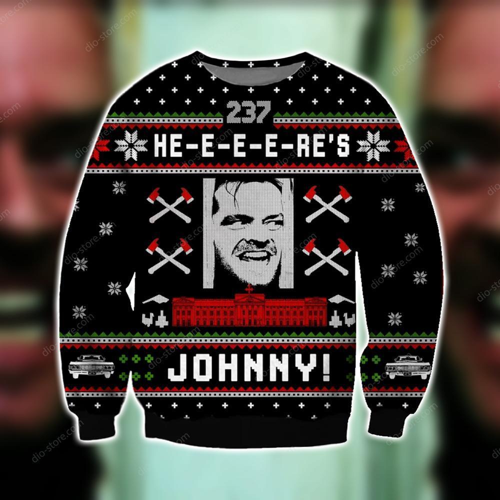 Here’S Johnny Knitting Pattern 3D Print Ugly Christmas Sweater