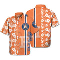Houston Astros Trendy Hawaiian Shirt Houston Astros Logo Baseball Orange White Hawaii Aloha Shirt