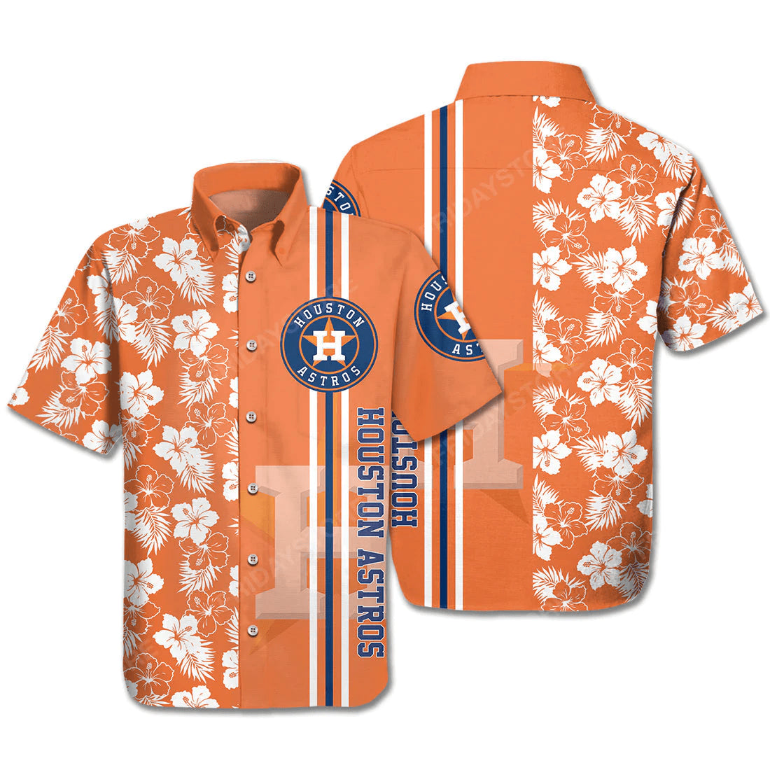 Houston Astros Trendy Hawaiian Shirt Houston Astros Logo Baseball Orange White Hawaii Aloha Shirt