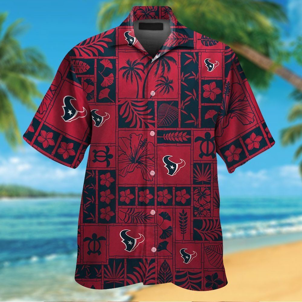 Houston Texans Short Sleeve Button Up Tropical Hawaiian Shirt VER01