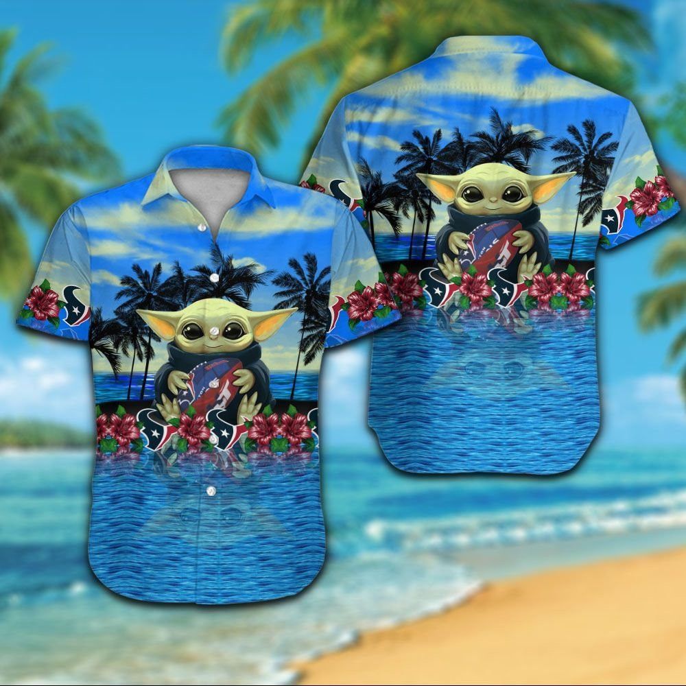 Houston Texans Short Sleeve Button Up Tropical Hawaiian Shirt VER012