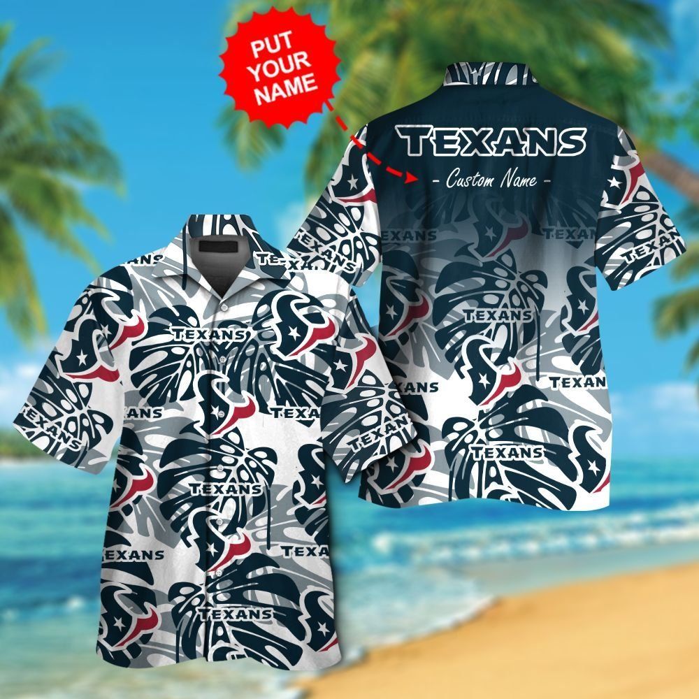 Houston Texans Short Sleeve Button Up Tropical Hawaiian Shirt VER028