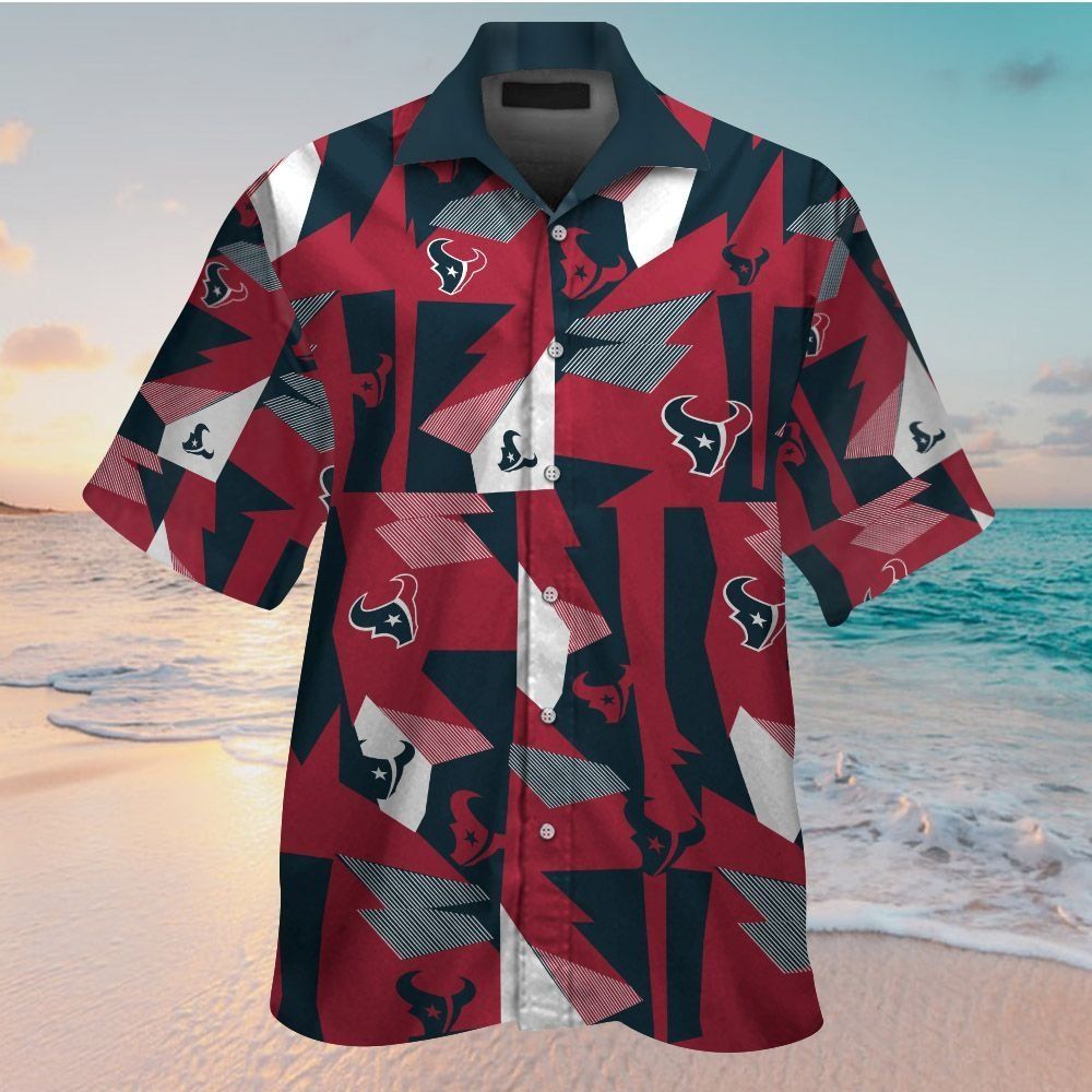 Houston Texans Short Sleeve Button Up Tropical Hawaiian Shirt VER06