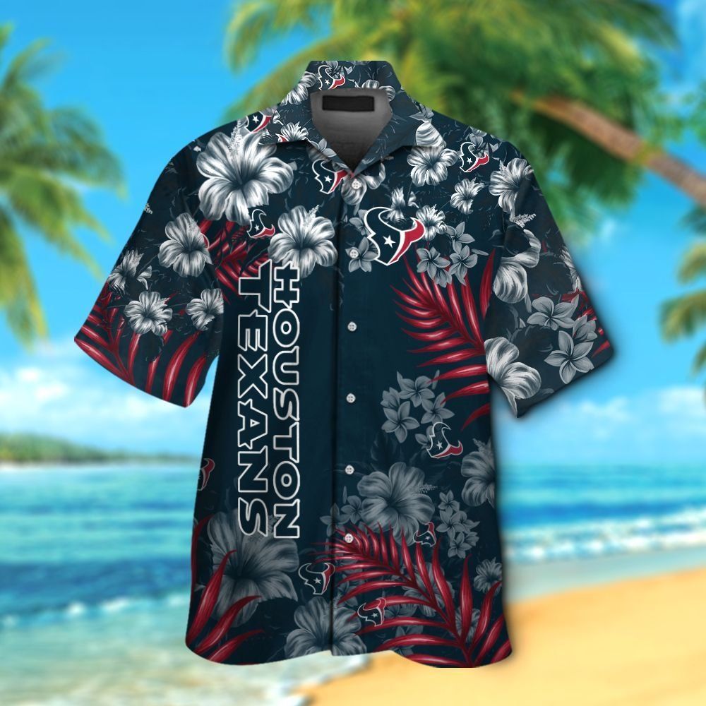 Houston Texans Short Sleeve Button Up Tropical Hawaiian Shirt VER07