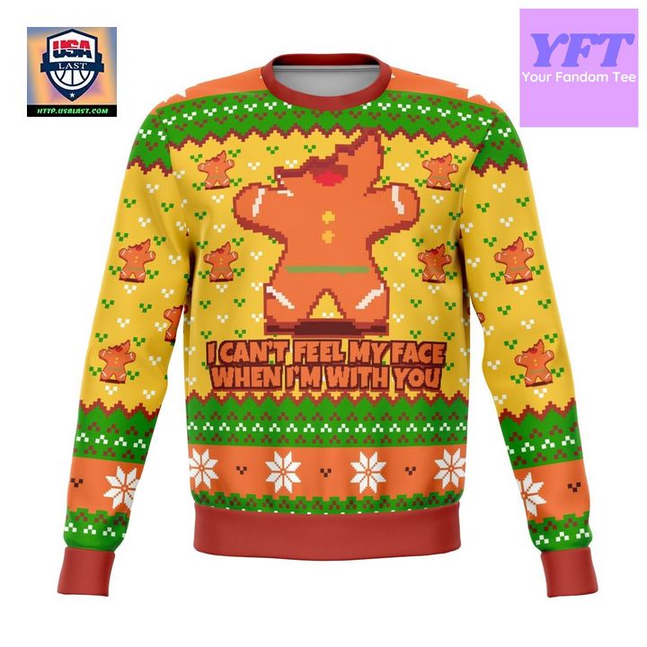 I Cant Feel My Face When Im With You Funny Design 3d Ugly Christmas Sweater